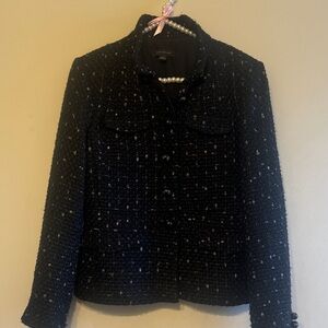 Ann Taylor Black Tweed Blazer with Pink Details